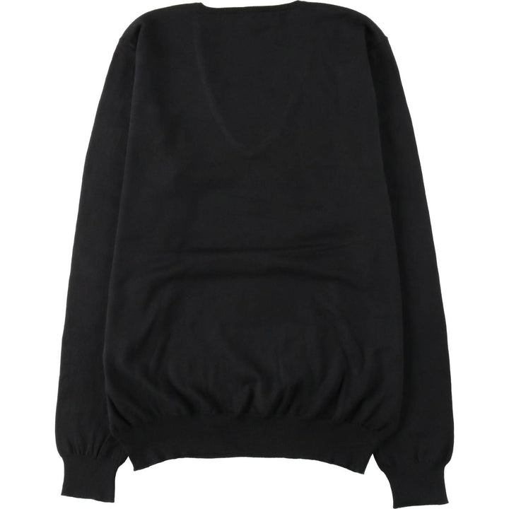 Ralph Lauren RALPH LAUREN SPORT V-neck Pima cotton knit sweater, women's size L (approx.) Pima Cotton black type Vintage Second Hand