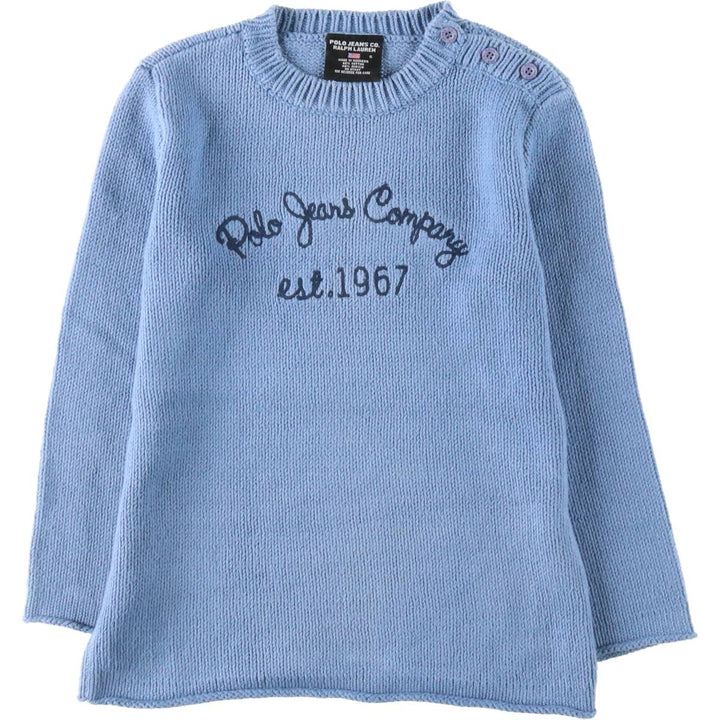 2000'S Ralph Lauren POLO JEANS COMPANY Cotton Knit Sweater, Women's Size S (approx.) cotton Blue type light blue Vintage Second Hand