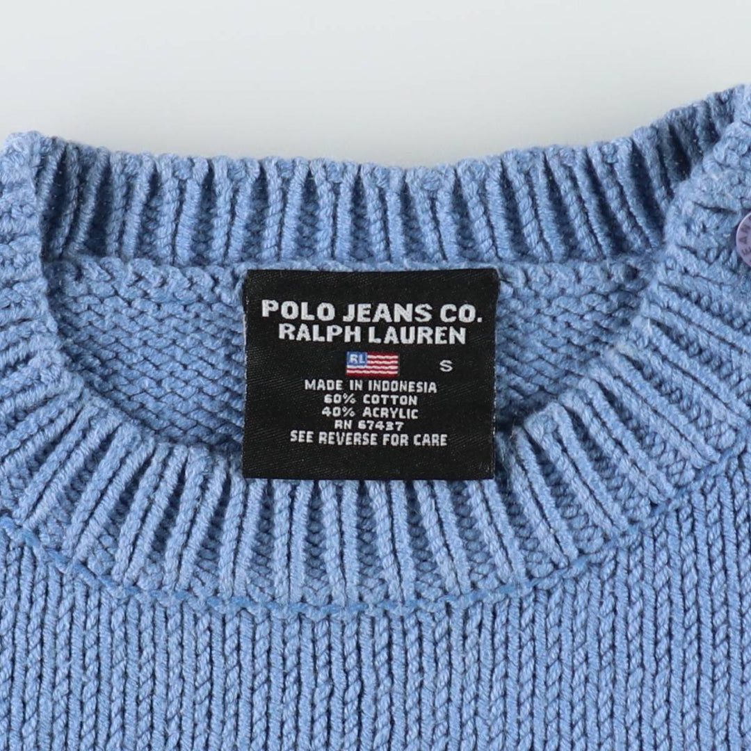 2000'S Ralph Lauren POLO JEANS COMPANY Cotton Knit Sweater, Women's Size S (approx.) cotton Blue type light blue Vintage Second Hand