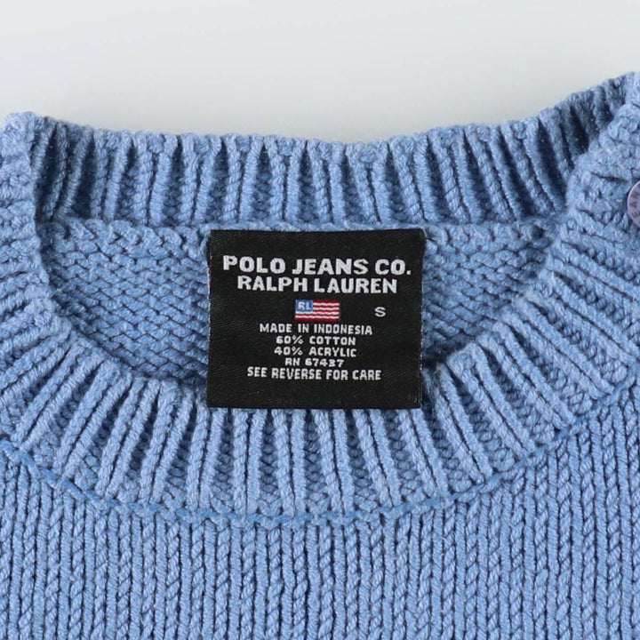 2000'S Ralph Lauren POLO JEANS COMPANY Cotton Knit Sweater, Women's Size S (approx.) cotton Blue type light blue Vintage Second Hand