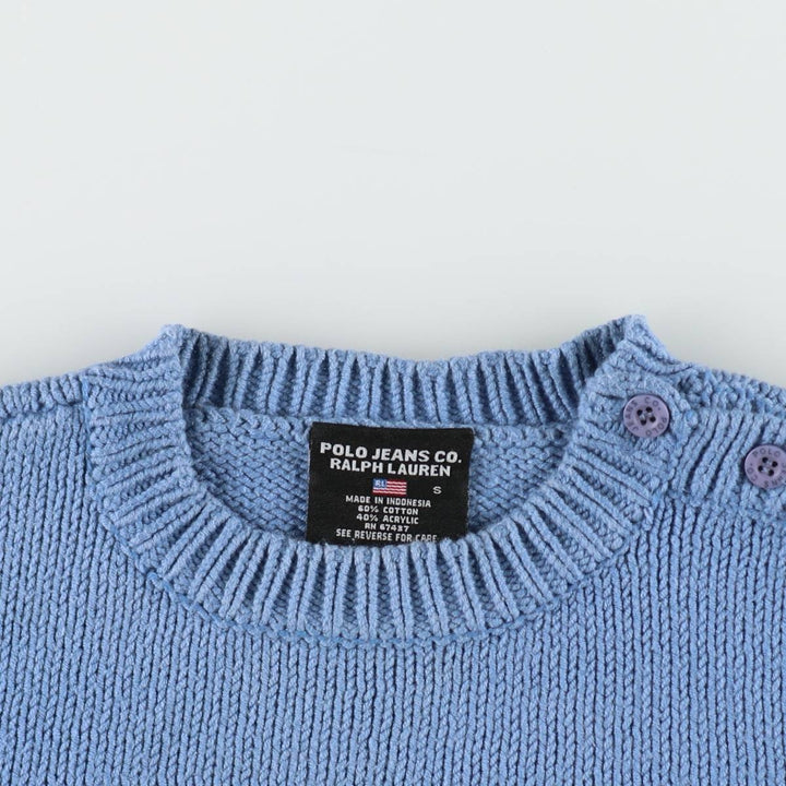 2000'S Ralph Lauren POLO JEANS COMPANY Cotton Knit Sweater, Women's Size S (approx.) cotton Blue type light blue Vintage Second Hand