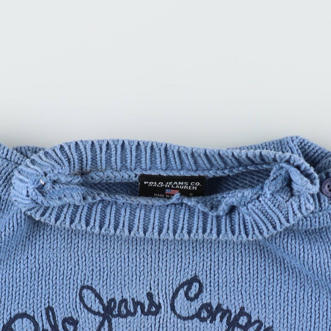 2000'S Ralph Lauren POLO JEANS COMPANY Cotton Knit Sweater, Women's Size S (approx.) cotton Blue type light blue Vintage Second Hand