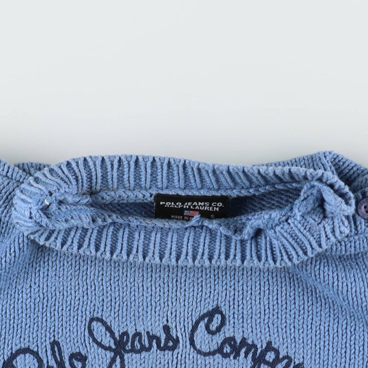 2000'S Ralph Lauren POLO JEANS COMPANY Cotton Knit Sweater, Women's Size S (approx.) cotton Blue type light blue Vintage Second Hand