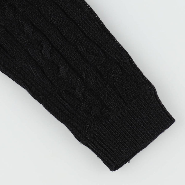 Ralph Lauren LAUREN Cable Knit Boat Neck 3/4 Sleeve Cotton Knit Sweater, Women's Size XL (approx.) cotton black type Vintage Second Hand