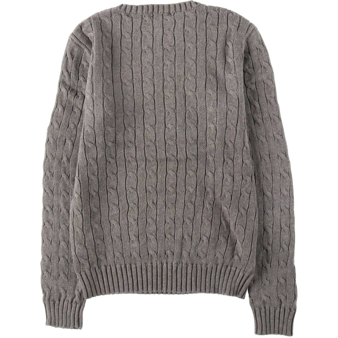 Ralph Lauren Cable Knit Cotton Sweater Women's M Size cotton gray type Vintage Second Hand