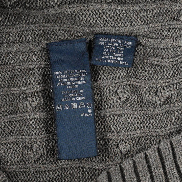 Ralph Lauren Cable Knit Cotton Sweater Women's M Size cotton gray type Vintage Second Hand