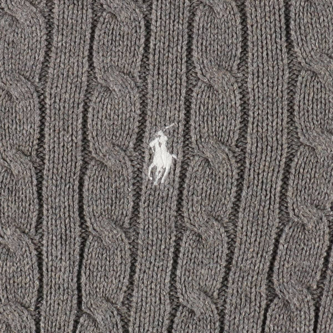Ralph Lauren Cable Knit Cotton Sweater Women's M Size cotton gray type Vintage Second Hand
