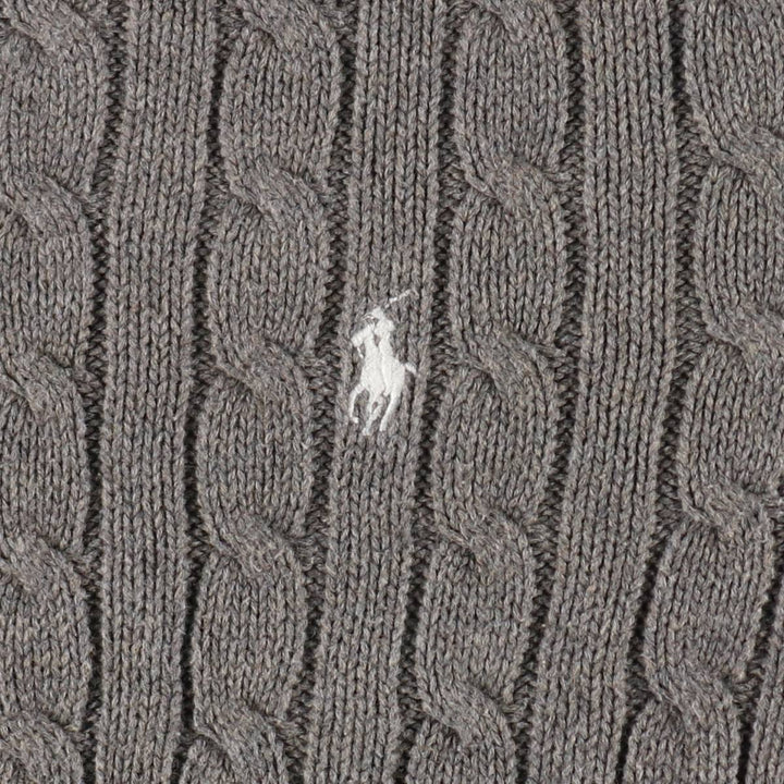 Ralph Lauren Cable Knit Cotton Sweater Women's M Size cotton gray type Vintage Second Hand
