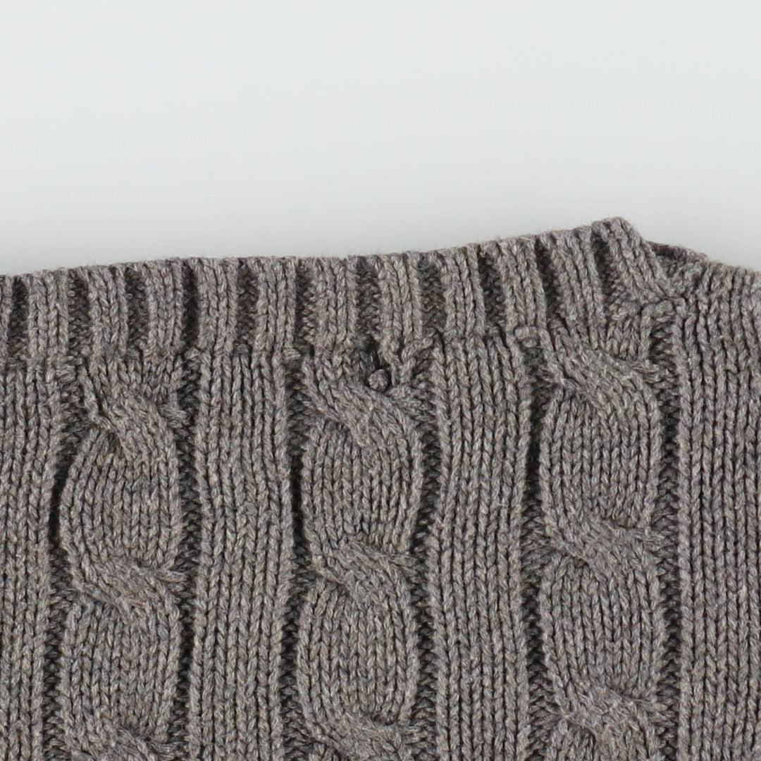 Ralph Lauren Cable Knit Cotton Sweater Women's M Size cotton gray type Vintage Second Hand