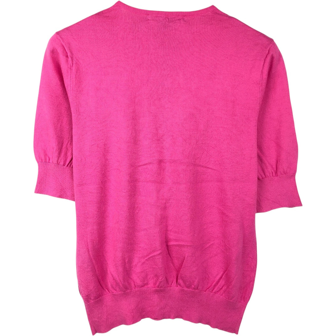Ralph Lauren short-sleeved cotton knit cardigan, women's size L (approx.) cotton pink type Vintage Second Hand