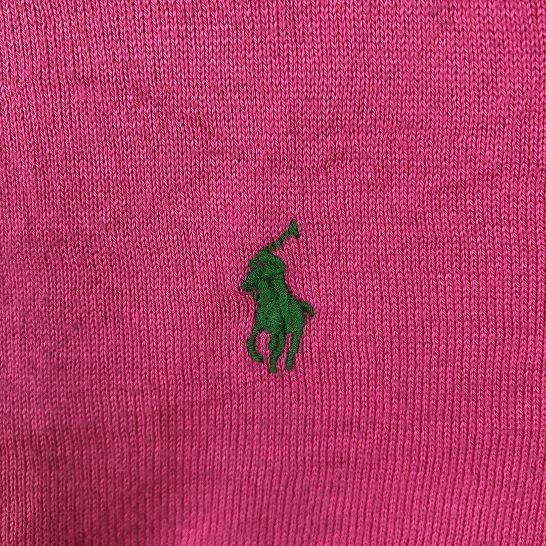 Ralph Lauren short-sleeved cotton knit cardigan, women's size L (approx.) cotton pink type Vintage Second Hand