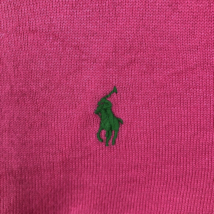 Ralph Lauren short-sleeved cotton knit cardigan, women's size L (approx.) cotton pink type Vintage Second Hand