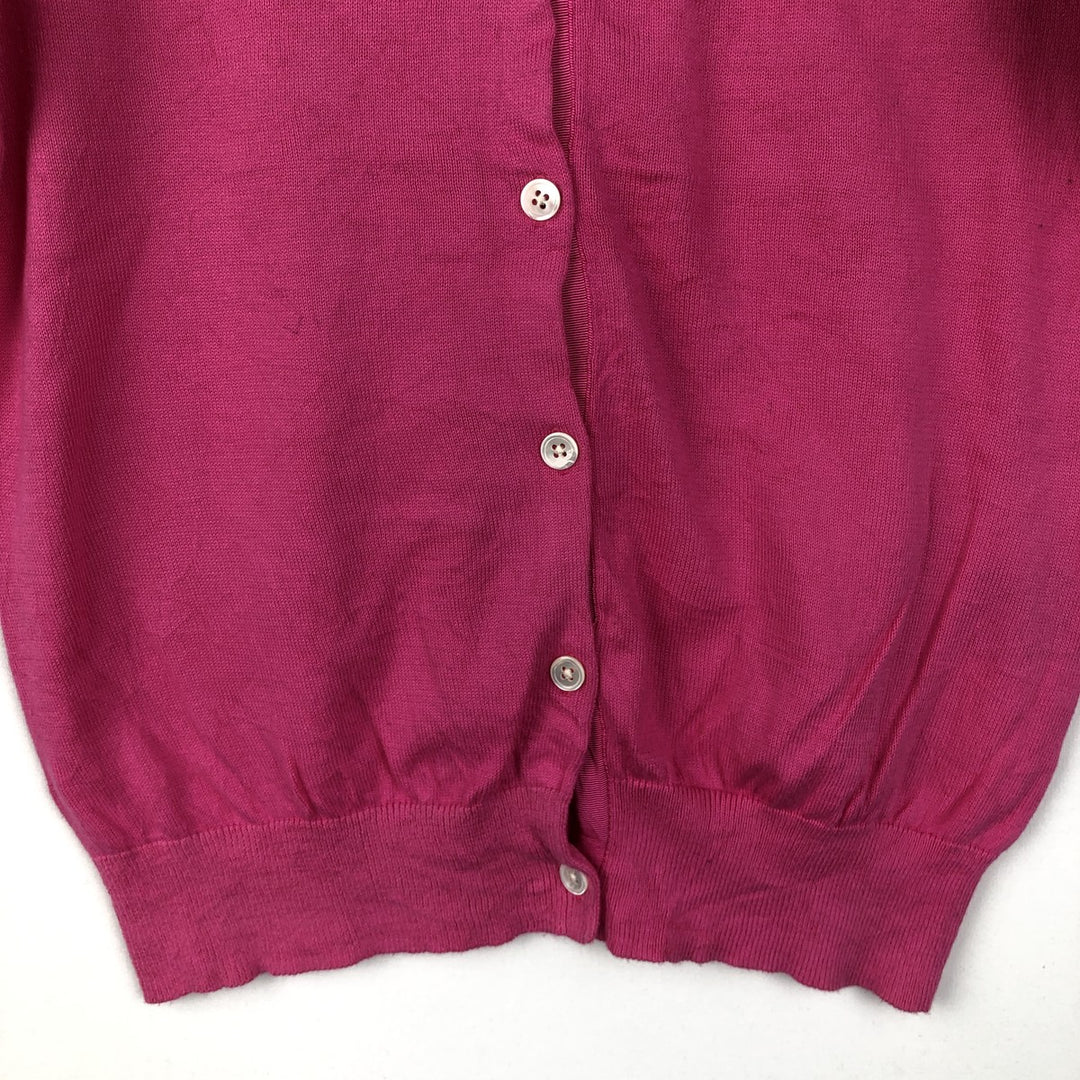 Ralph Lauren short-sleeved cotton knit cardigan, women's size L (approx.) cotton pink type Vintage Second Hand