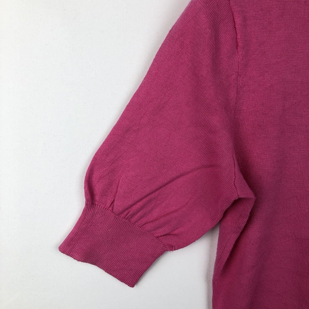 Ralph Lauren short-sleeved cotton knit cardigan, women's size L (approx.) cotton pink type Vintage Second Hand
