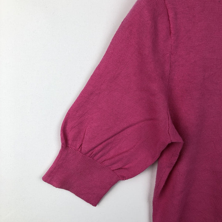 Ralph Lauren short-sleeved cotton knit cardigan, women's size L (approx.) cotton pink type Vintage Second Hand