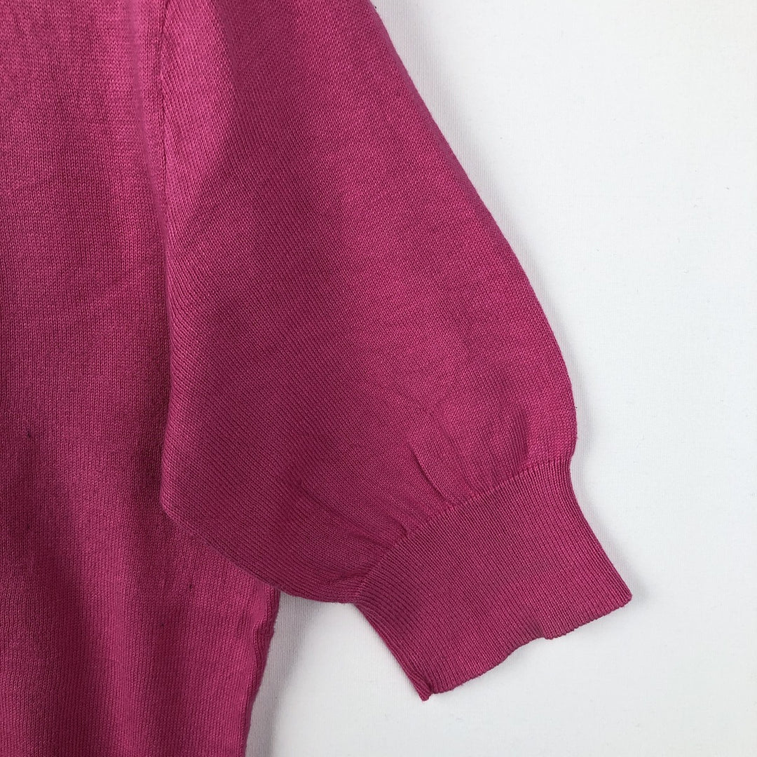Ralph Lauren short-sleeved cotton knit cardigan, women's size L (approx.) cotton pink type Vintage Second Hand