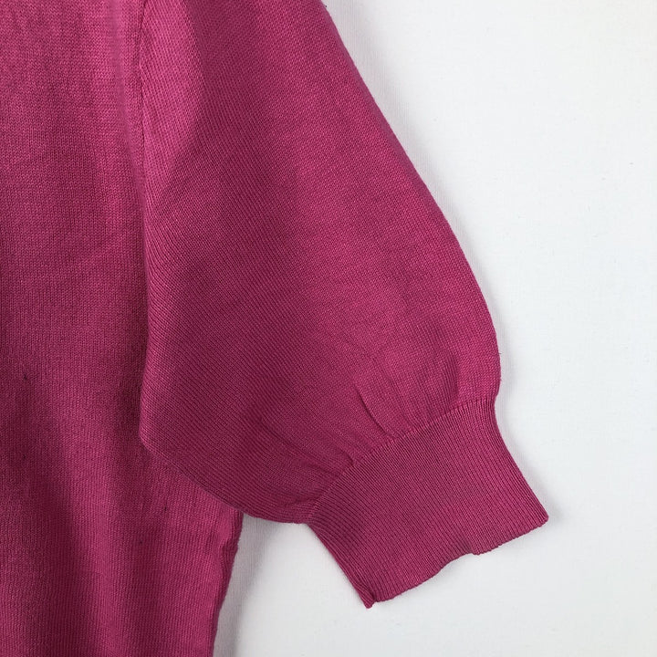 Ralph Lauren short-sleeved cotton knit cardigan, women's size L (approx.) cotton pink type Vintage Second Hand