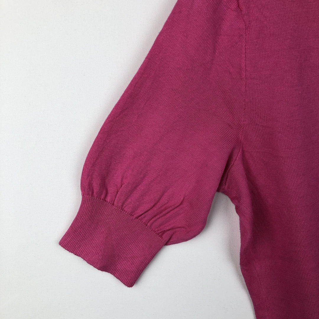 Ralph Lauren short-sleeved cotton knit cardigan, women's size L (approx.) cotton pink type Vintage Second Hand