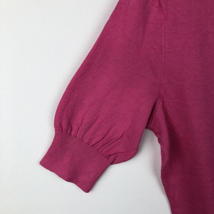 Ralph Lauren short-sleeved cotton knit cardigan, women's size L (approx.) cotton pink type Vintage Second Hand