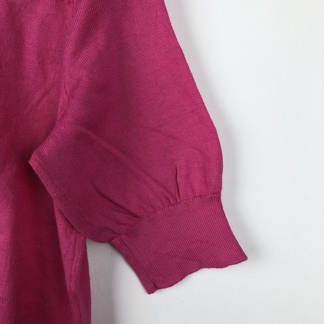 Ralph Lauren short-sleeved cotton knit cardigan, women's size L (approx.) cotton pink type Vintage Second Hand