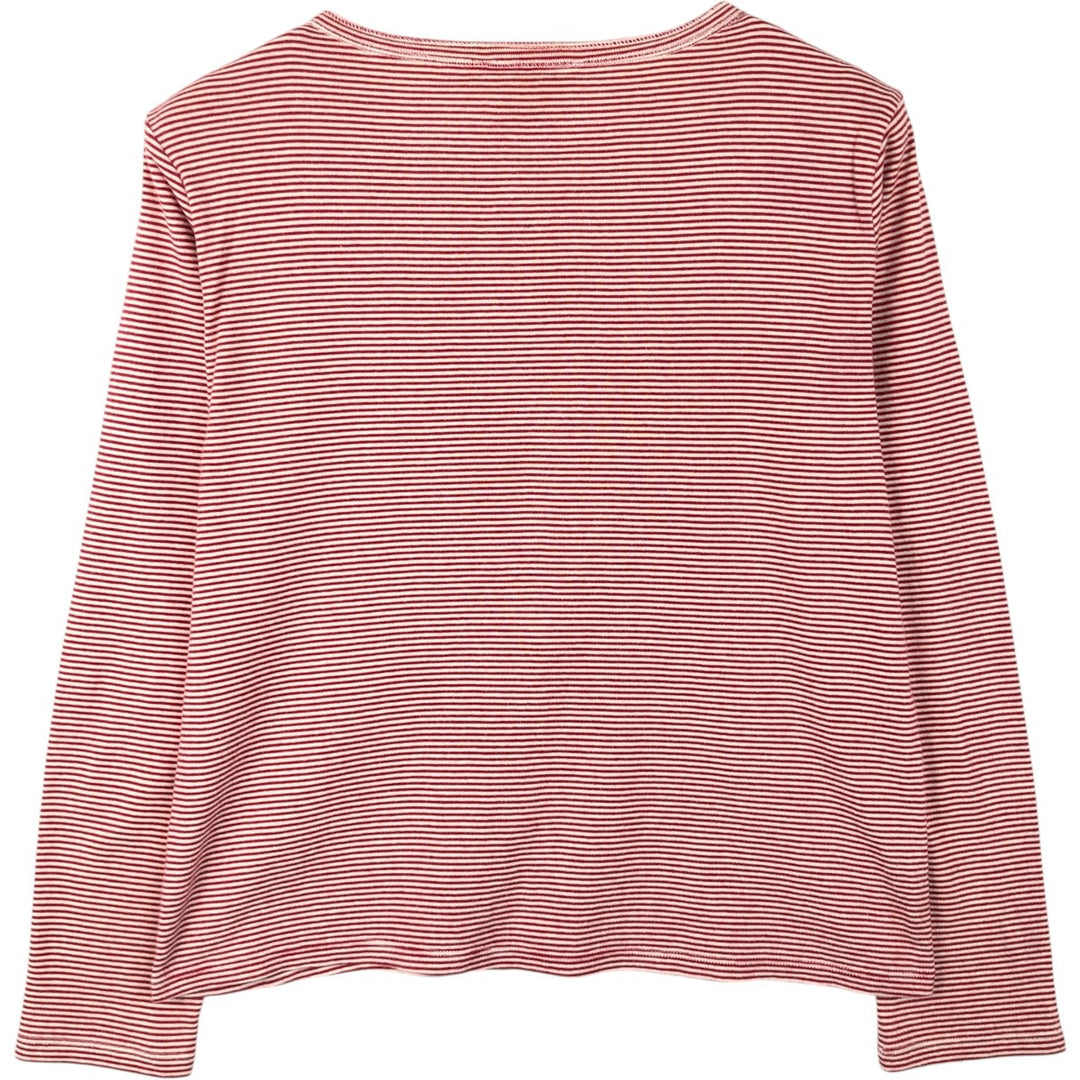 Ralph Lauren LAUREN Cotton Knit Cardigan with Striped Pattern, Women's Size M (approx.) cotton red type Vintage Second Hand