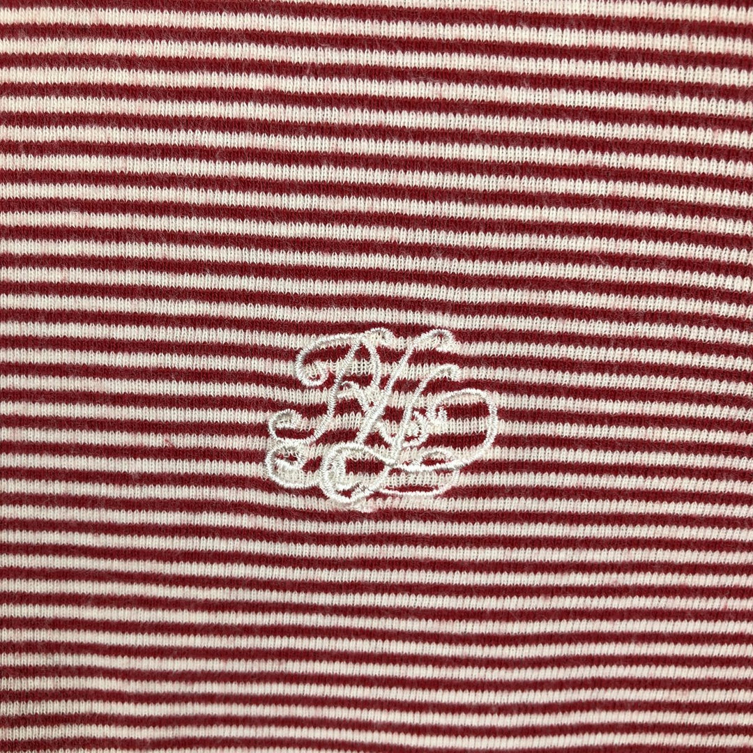 Ralph Lauren LAUREN Cotton Knit Cardigan with Striped Pattern, Women's Size M (approx.) cotton red type Vintage Second Hand