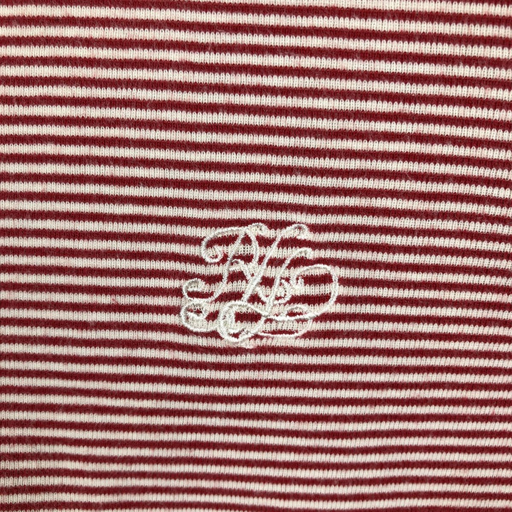 Ralph Lauren LAUREN Cotton Knit Cardigan with Striped Pattern, Women's Size M (approx.) cotton red type Vintage Second Hand