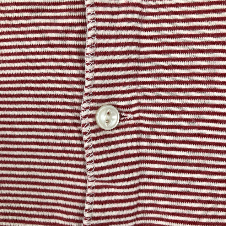 Ralph Lauren LAUREN Cotton Knit Cardigan with Striped Pattern, Women's Size M (approx.) cotton red type Vintage Second Hand