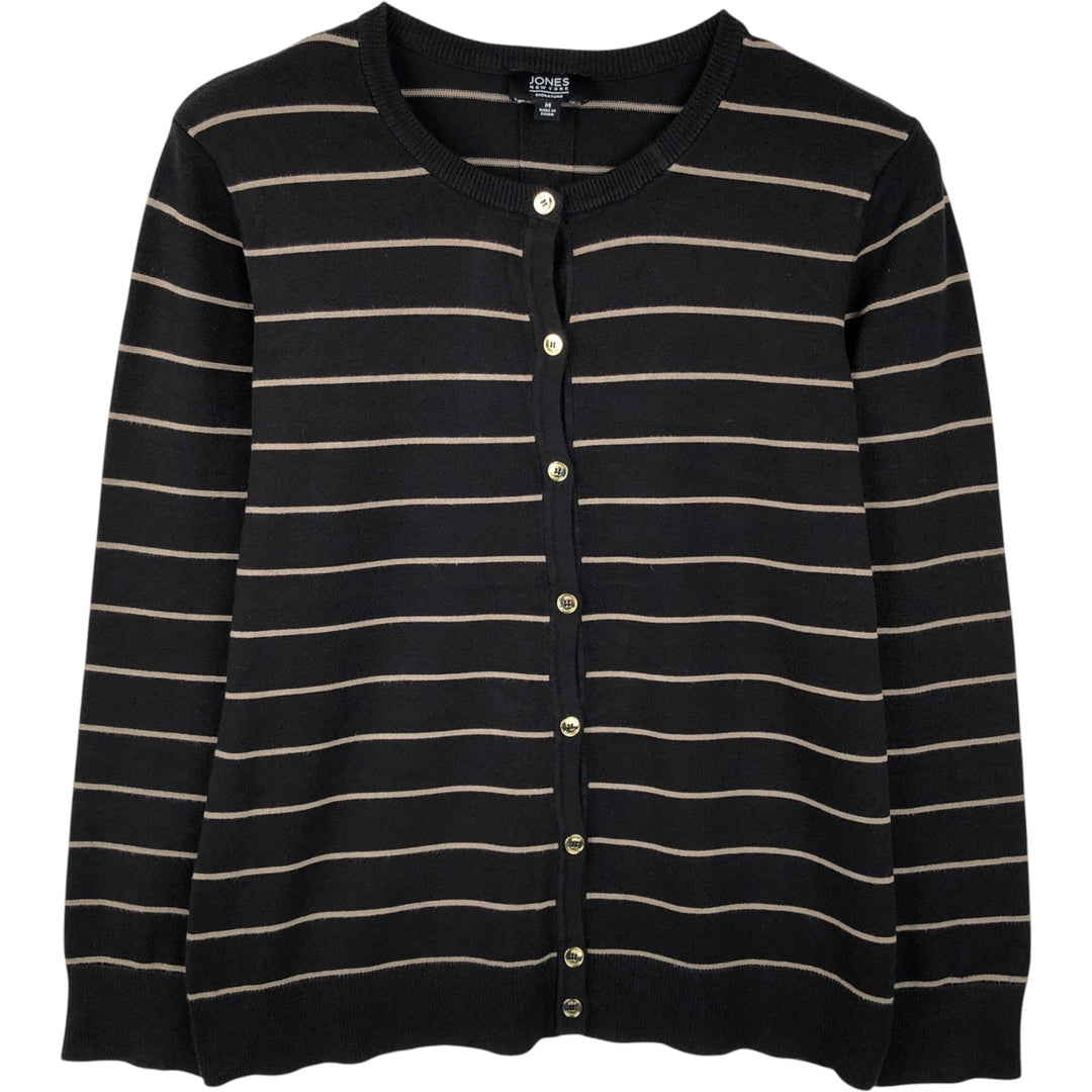 JONES NEW YORK Border Pattern Knit Cardigan, Women's Size M (approx.) Viscose black type Vintage Second Hand