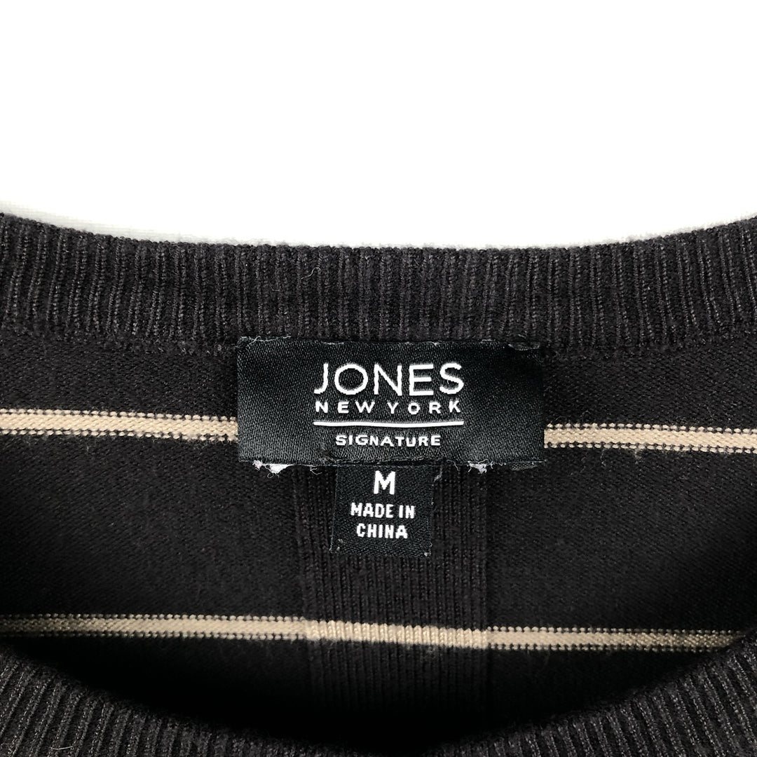 JONES NEW YORK Border Pattern Knit Cardigan, Women's Size M (approx.) Viscose black type Vintage Second Hand
