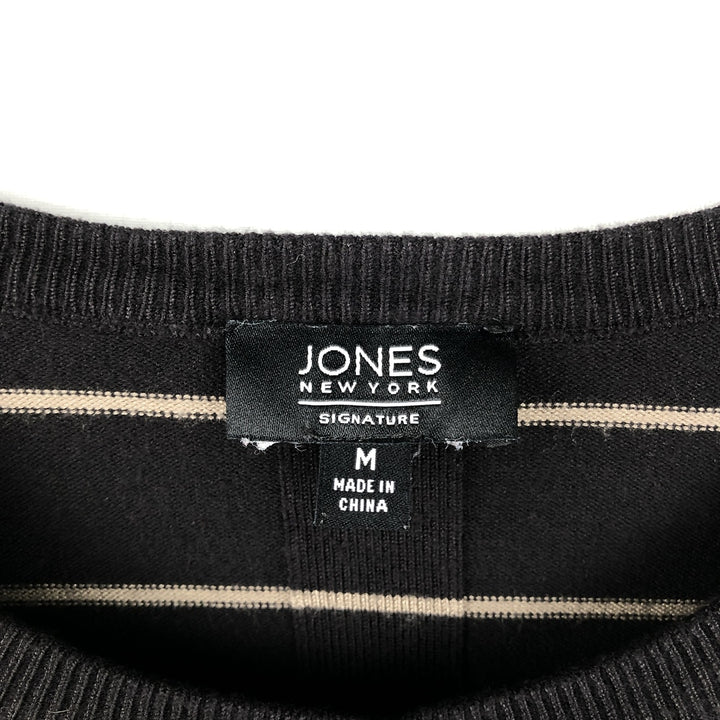 JONES NEW YORK Border Pattern Knit Cardigan, Women's Size M (approx.) Viscose black type Vintage Second Hand