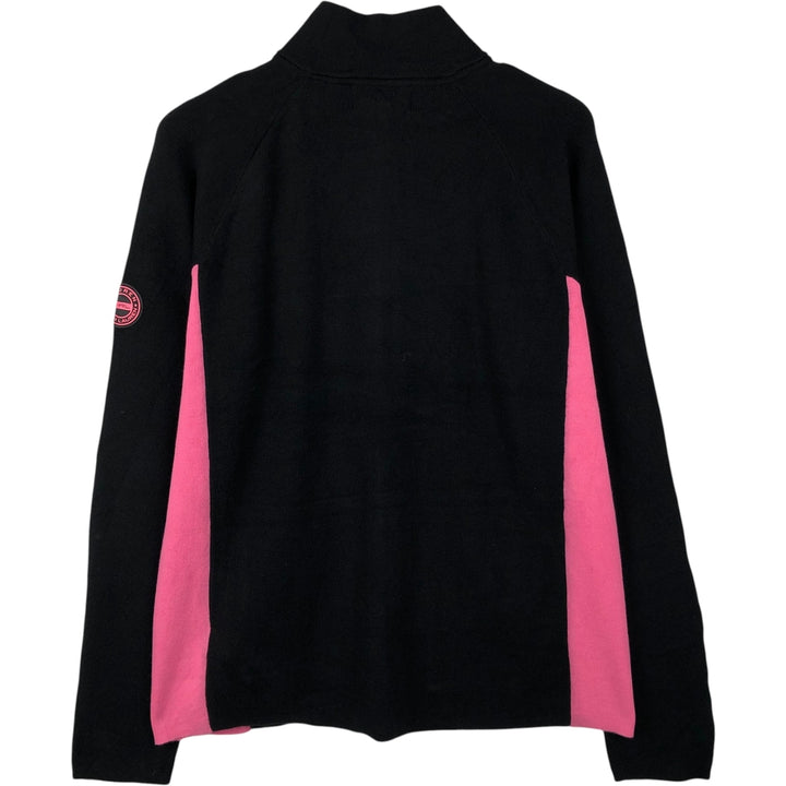 Ralph Lauren L-RL LAUREN ACTIVE Border Pattern Cotton Knit Full-Zip Sweater, Women's Size XL (approx.) cotton black type Vintage Second Hand