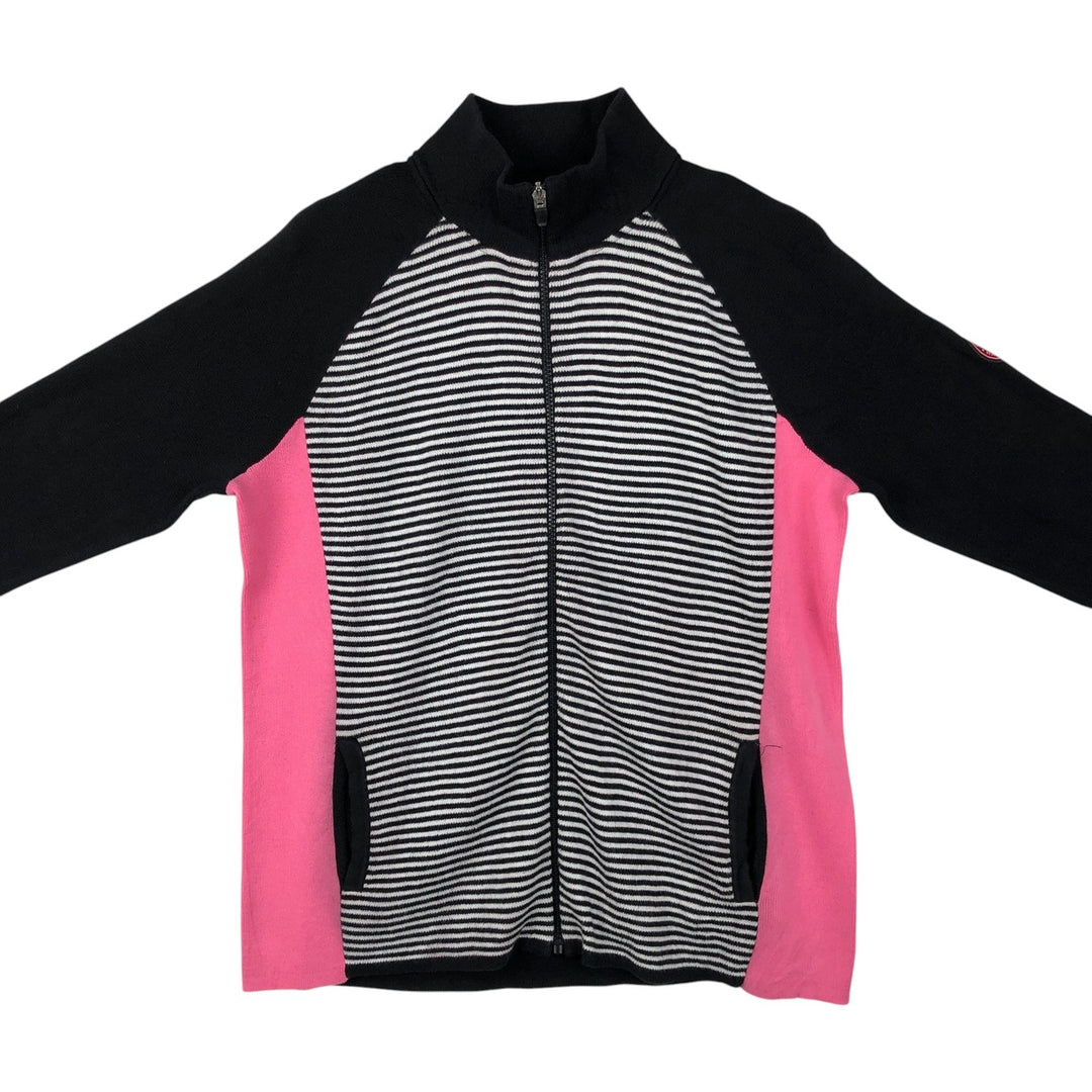 Ralph Lauren L-RL LAUREN ACTIVE Border Pattern Cotton Knit Full-Zip Sweater, Women's Size XL (approx.) cotton black type Vintage Second Hand