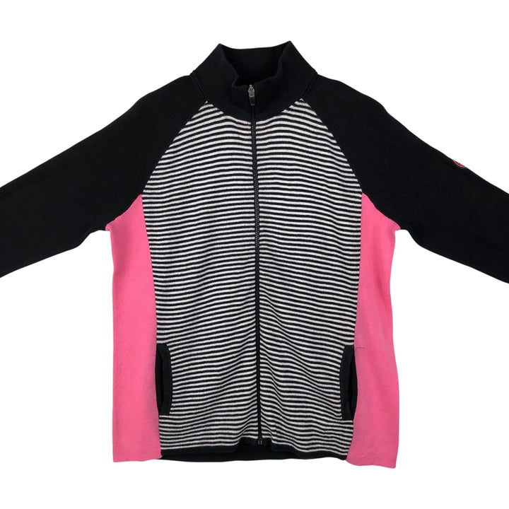 Ralph Lauren L-RL LAUREN ACTIVE Border Pattern Cotton Knit Full-Zip Sweater, Women's Size XL (approx.) cotton black type Vintage Second Hand