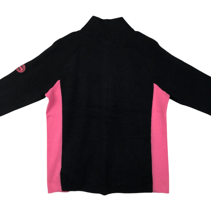 Ralph Lauren L-RL LAUREN ACTIVE Border Pattern Cotton Knit Full-Zip Sweater, Women's Size XL (approx.) cotton black type Vintage Second Hand