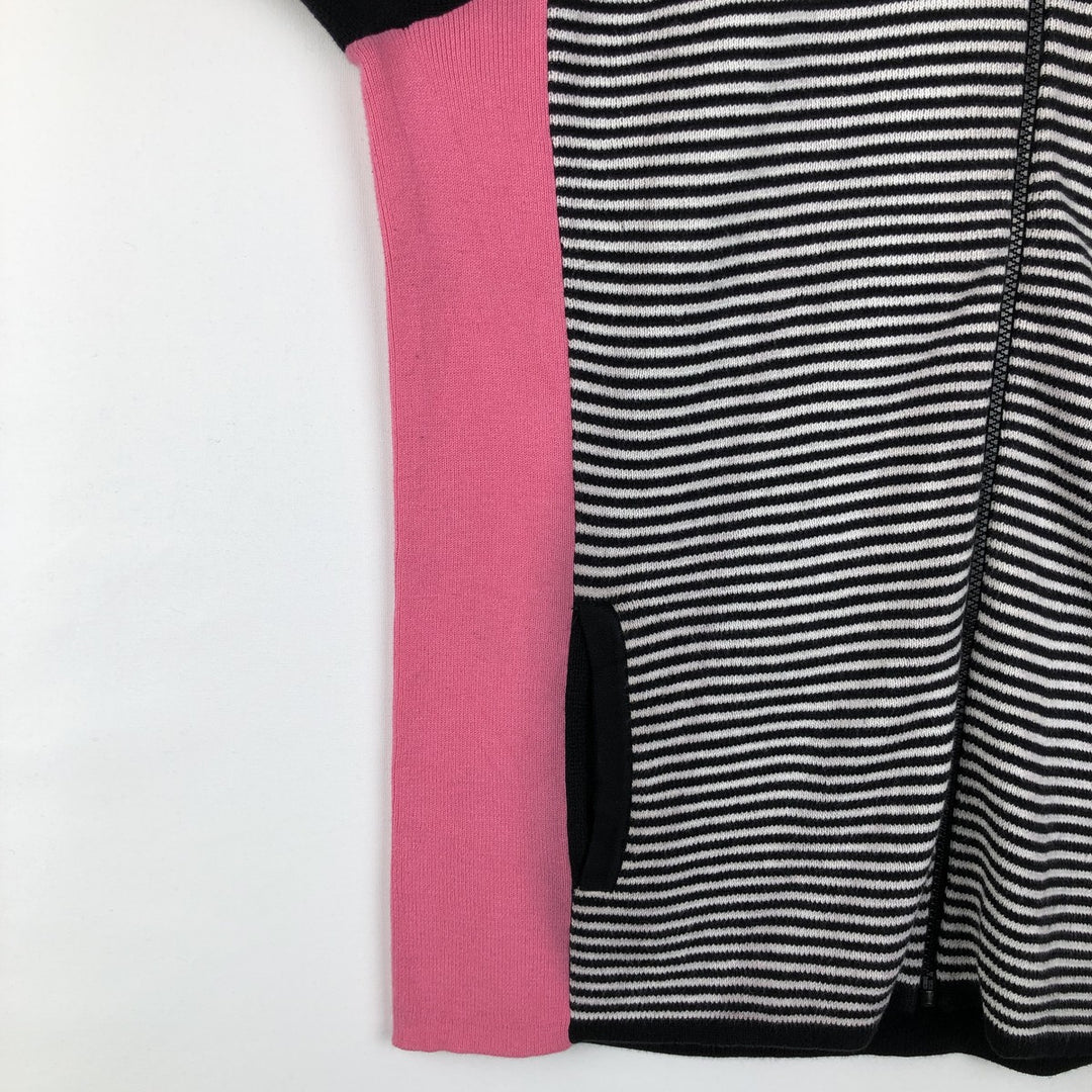 Ralph Lauren L-RL LAUREN ACTIVE Border Pattern Cotton Knit Full-Zip Sweater, Women's Size XL (approx.) cotton black type Vintage Second Hand