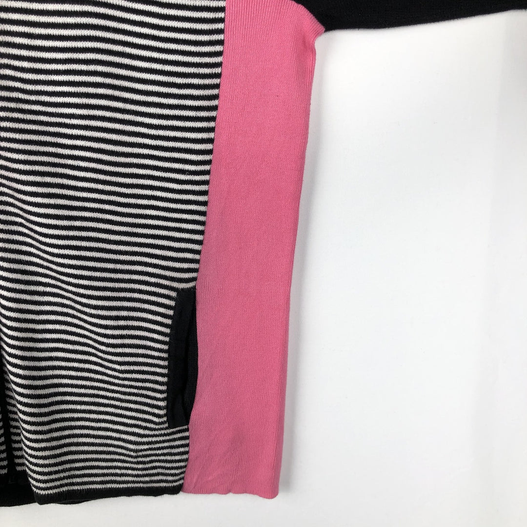 Ralph Lauren L-RL LAUREN ACTIVE Border Pattern Cotton Knit Full-Zip Sweater, Women's Size XL (approx.) cotton black type Vintage Second Hand