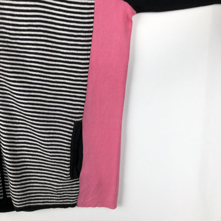 Ralph Lauren L-RL LAUREN ACTIVE Border Pattern Cotton Knit Full-Zip Sweater, Women's Size XL (approx.) cotton black type Vintage Second Hand