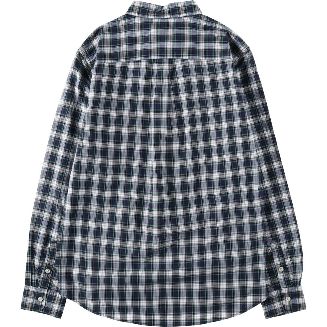 Ralph Lauren long-sleeved button-down check shirt, women's size M (approx.) cotton navy blue type Vintage Second Hand