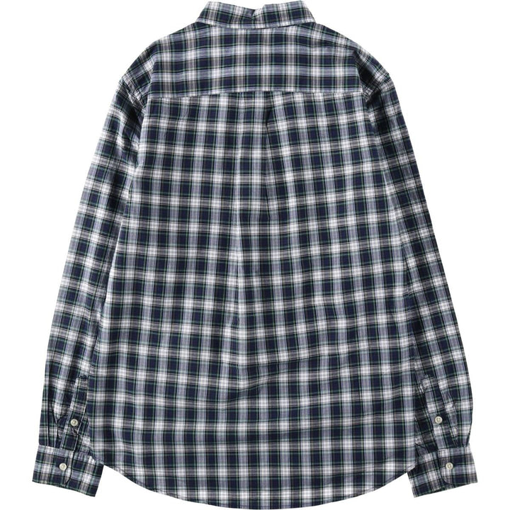 Ralph Lauren long-sleeved button-down check shirt, women's size M (approx.) cotton navy blue type Vintage Second Hand