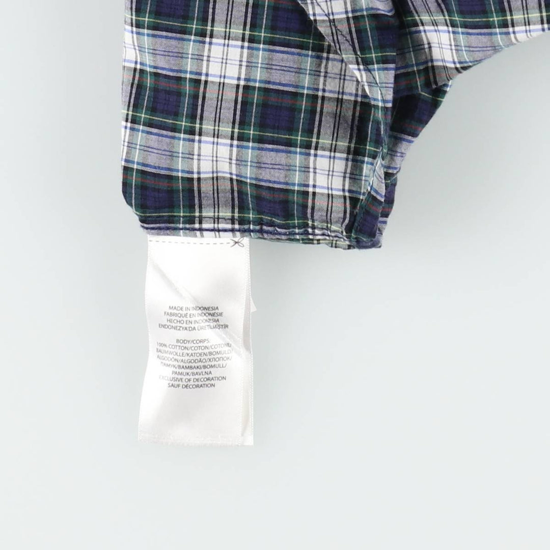 Ralph Lauren long-sleeved button-down check shirt, women's size M (approx.) cotton navy blue type Vintage Second Hand