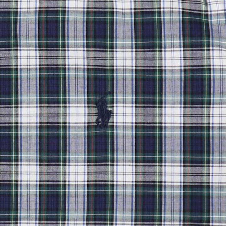 Ralph Lauren long-sleeved button-down check shirt, women's size M (approx.) cotton navy blue type Vintage Second Hand