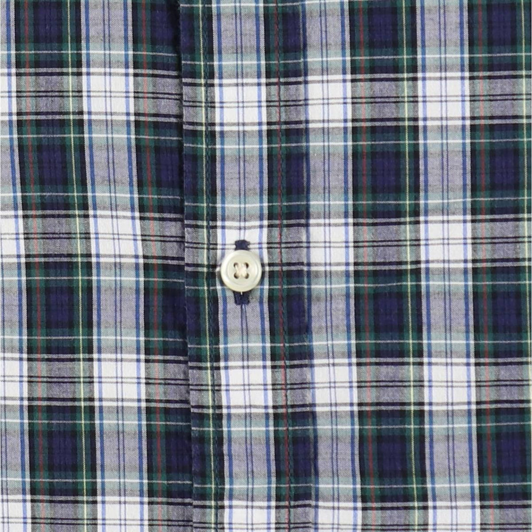 Ralph Lauren long-sleeved button-down check shirt, women's size M (approx.) cotton navy blue type Vintage Second Hand