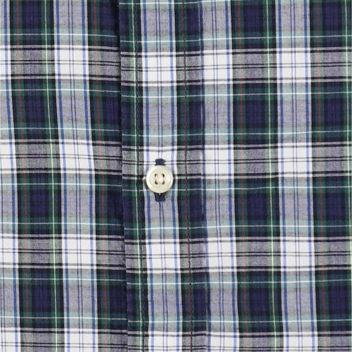 Ralph Lauren long-sleeved button-down check shirt, women's size M (approx.) cotton navy blue type Vintage Second Hand