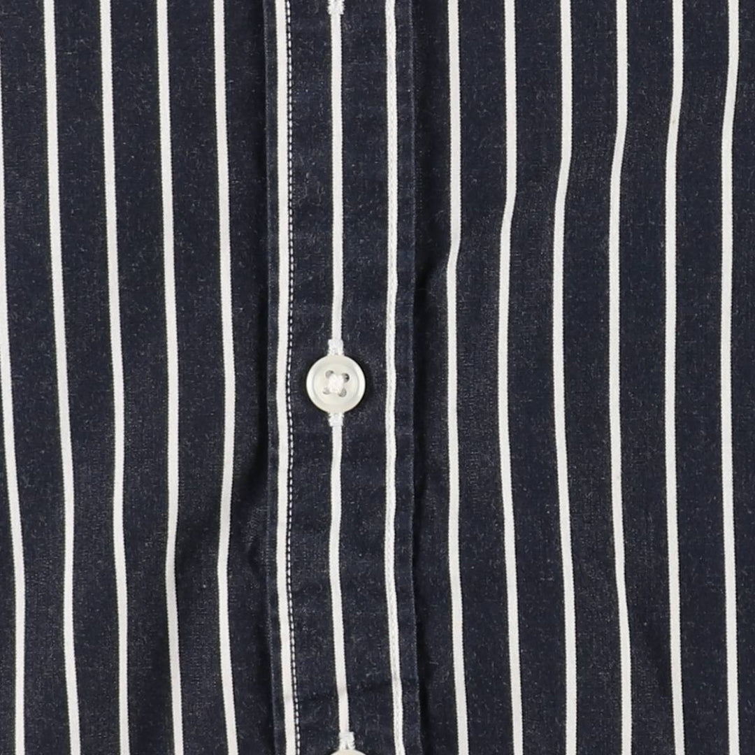 Ralph Lauren RALPH LAUREN SPORT SLIM FIT Long-Sleeve Cotton Stripe Shirt, Women's Size S (approx.) cotton navy blue type Vintage Second Hand
