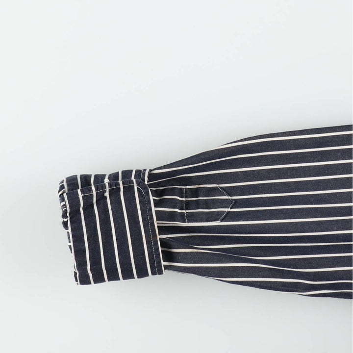 Ralph Lauren RALPH LAUREN SPORT SLIM FIT Long-Sleeve Cotton Stripe Shirt, Women's Size S (approx.) cotton navy blue type Vintage Second Hand