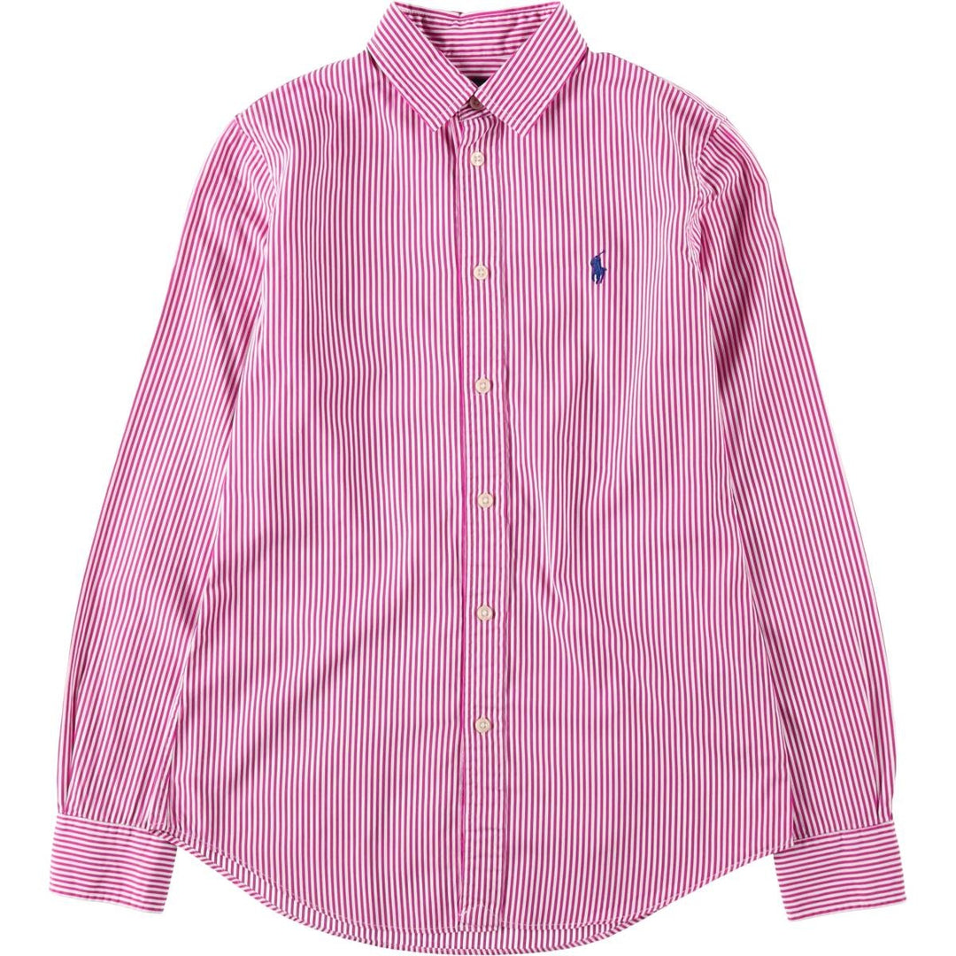 Ralph Lauren POLO RALPH LAUREN CUSTOM FIT Long-Sleeve Cotton Stripe Shirt, Women's Size M (approx.) cotton pink type Vintage Second Hand