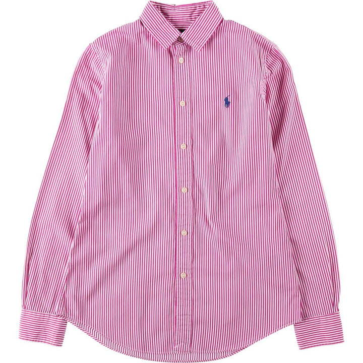 Ralph Lauren POLO RALPH LAUREN CUSTOM FIT Long-Sleeve Cotton Stripe Shirt, Women's Size M (approx.) cotton pink type Vintage Second Hand