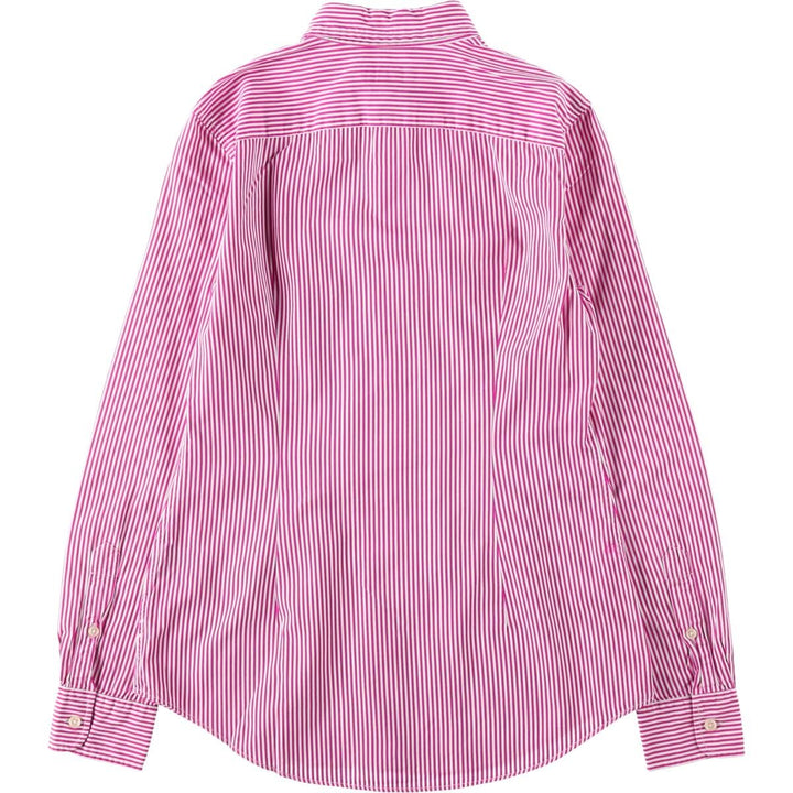 Ralph Lauren POLO RALPH LAUREN CUSTOM FIT Long-Sleeve Cotton Stripe Shirt, Women's Size M (approx.) cotton pink type Vintage Second Hand