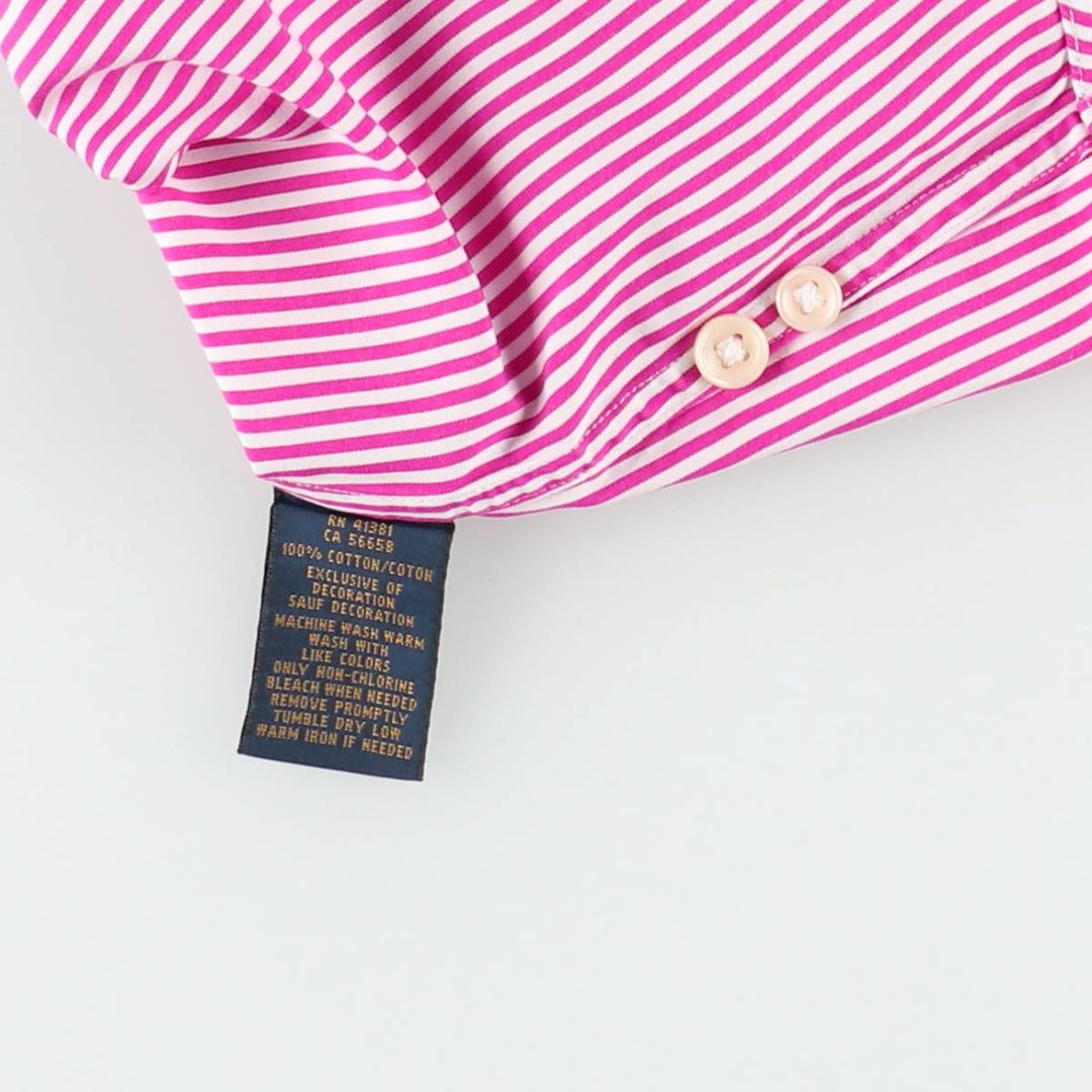 Ralph Lauren POLO RALPH LAUREN CUSTOM FIT Long-Sleeve Cotton Stripe Shirt, Women's Size M (approx.) cotton pink type Vintage Second Hand